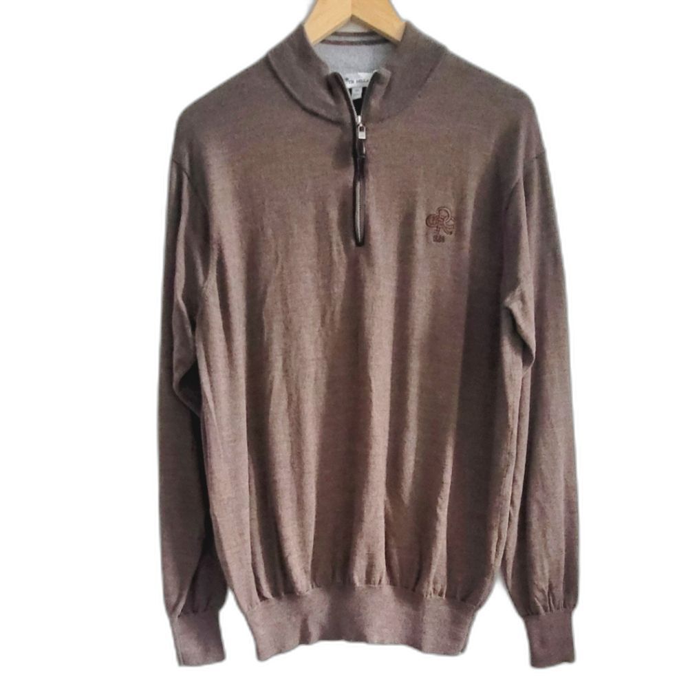 Peter Millar Men's Brown 1/4 Zip Pullover Sweater Size XL